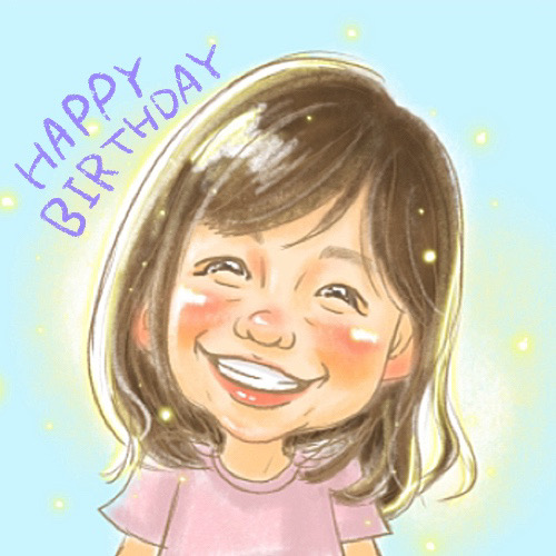 のりもの大好き❗️目を引く鮮やかなカラーの似顔絵誕生日イラスト 