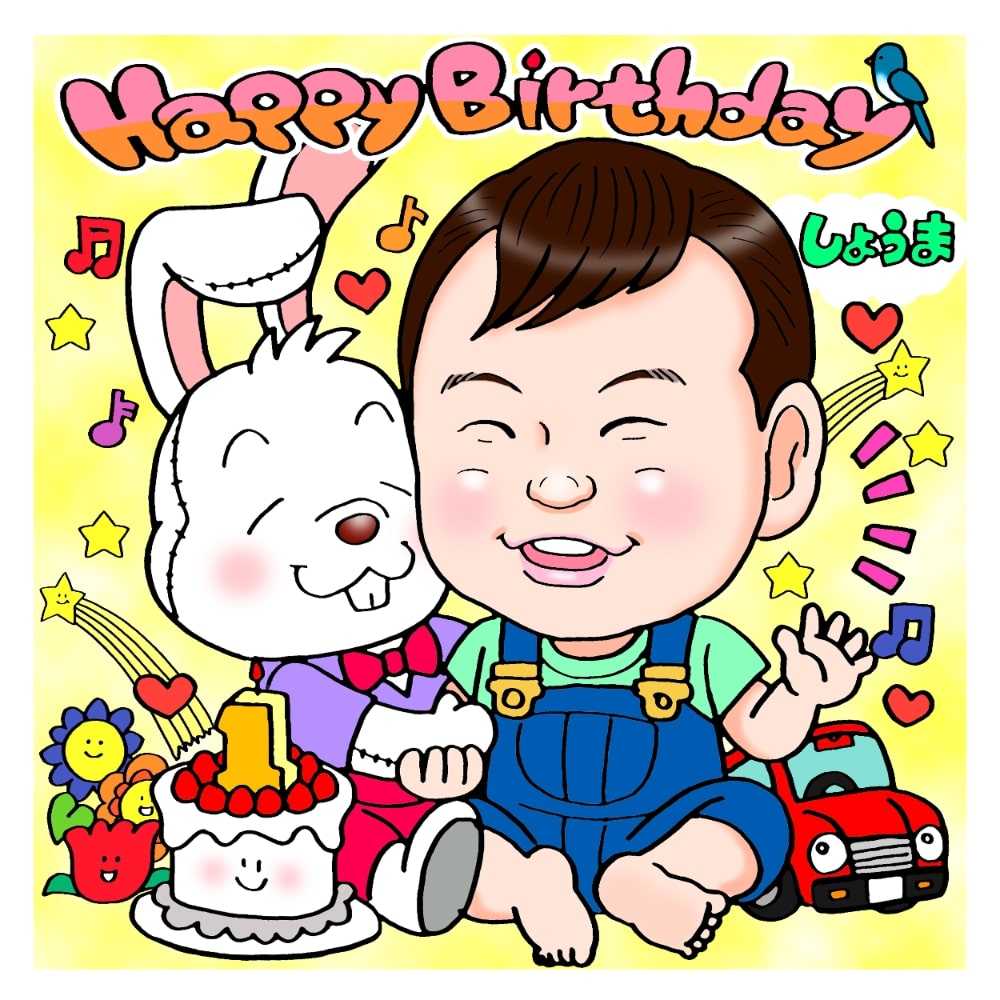 ワンちゃん誕生日の似顔絵