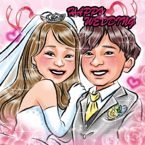 似顔絵師mewmewの結婚祝いの作品