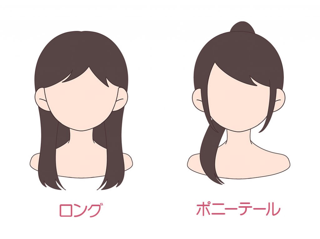 似顔絵を描くときの髪形を比較