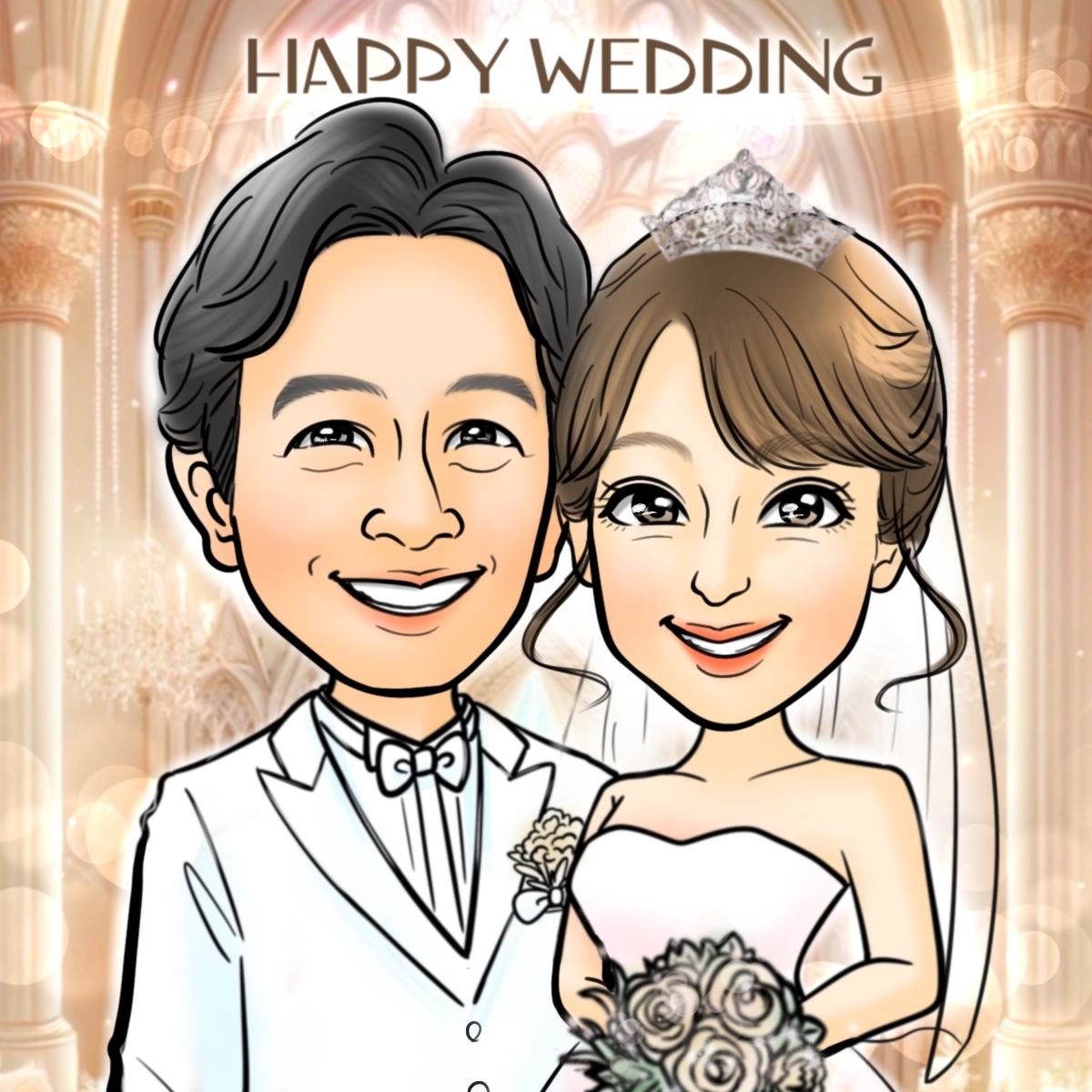 エース結婚祝いの似顔絵