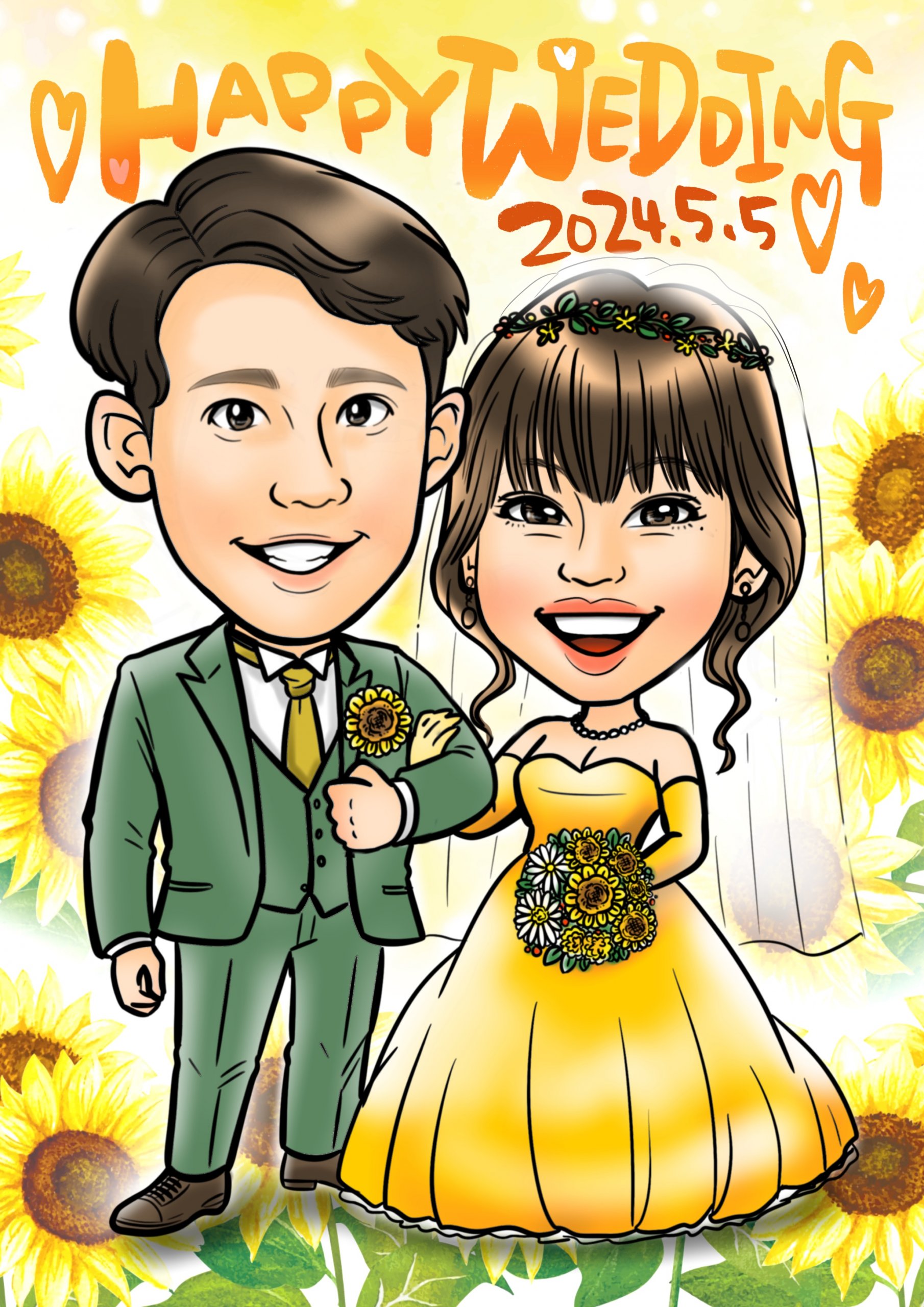 エース結婚祝いの似顔絵