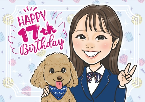 似顔絵師あいはらちえの誕生日祝いの作品