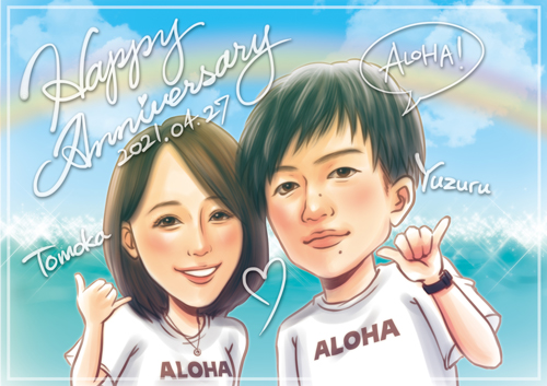 マル誕生日祝いの似顔絵