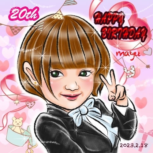 似顔絵師mewmewの誕生日祝いの作品