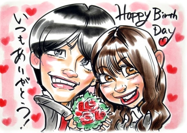 似顔絵師ひでおの誕生日祝いの作品