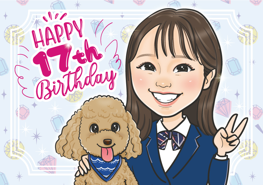 中学の入学祝い2万円で発注できるあいはらちえの似顔絵