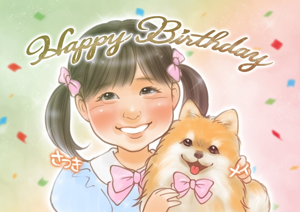 甥っ子の入学祝いに贈るマルの似顔絵