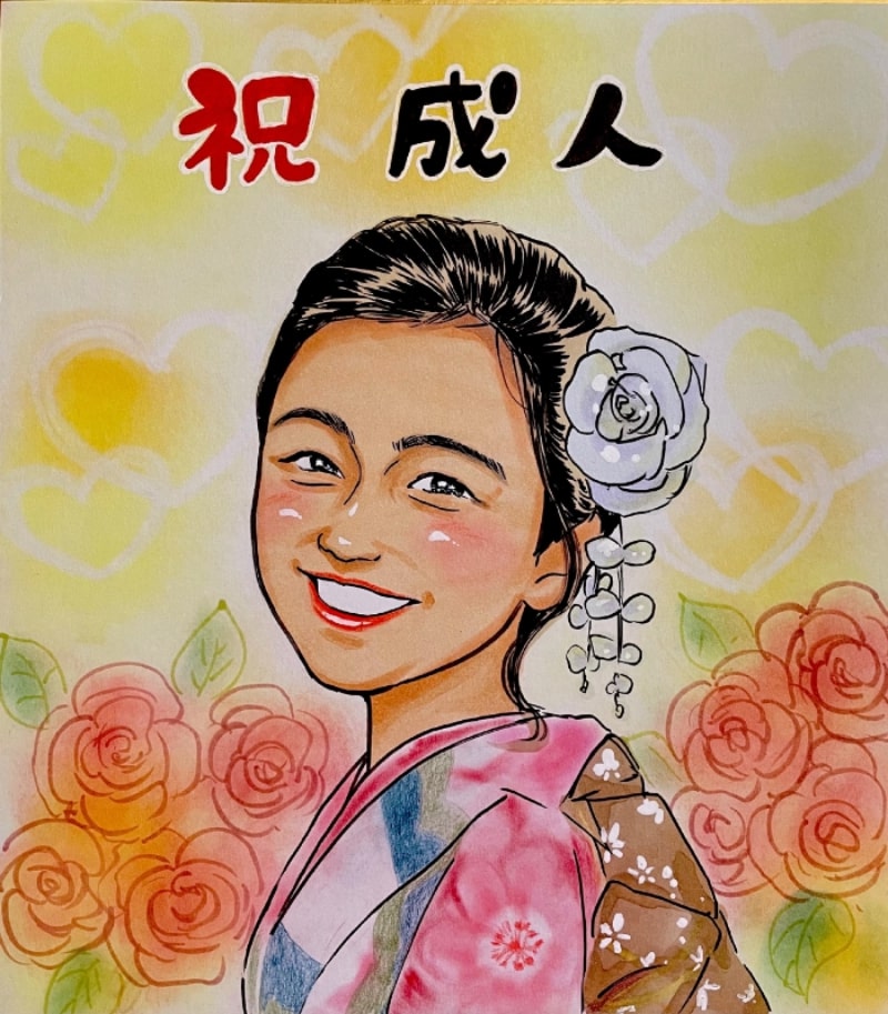 入学祝いにギフトカードとセットで贈るらじの似顔絵