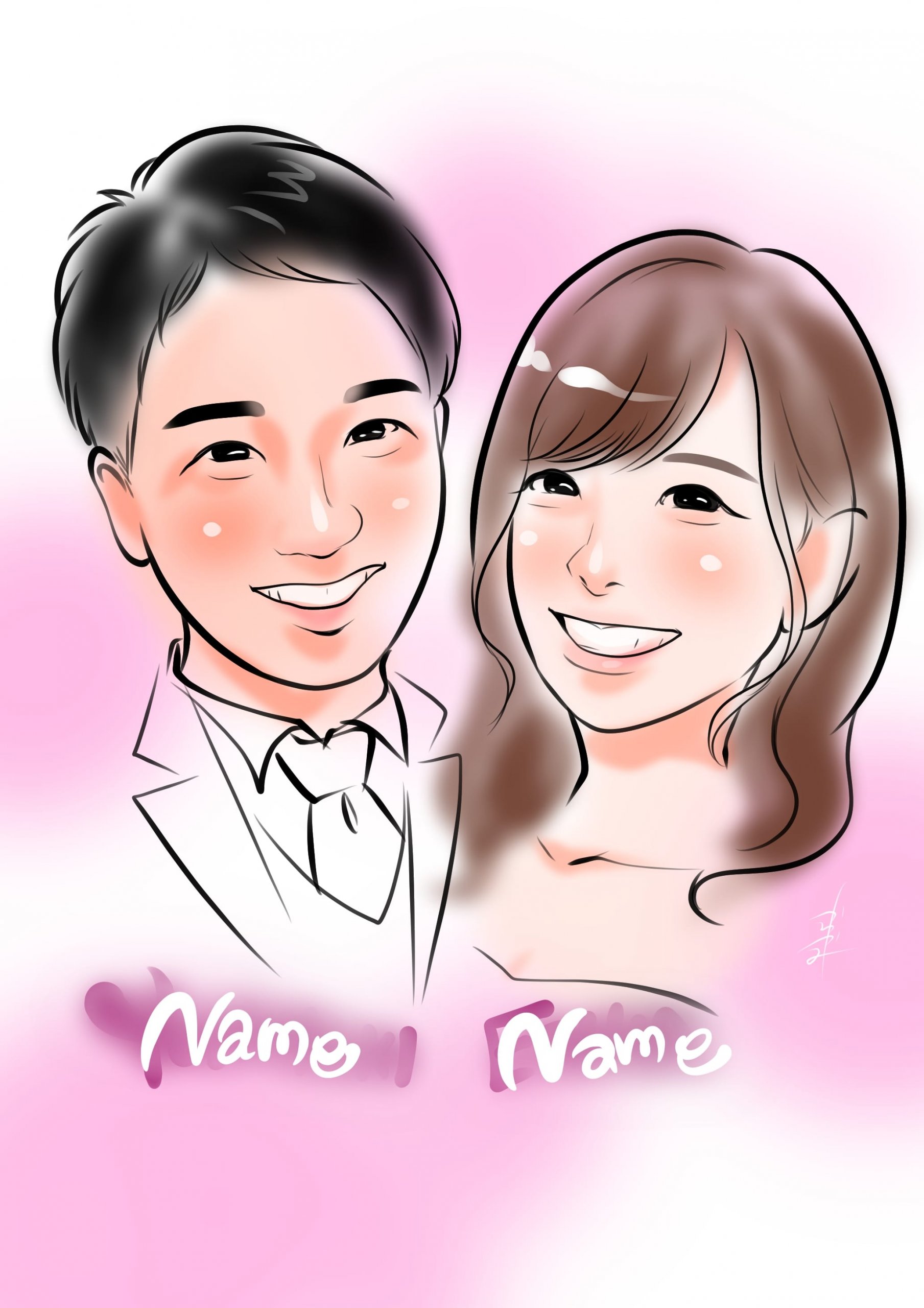 開店祝いの川上奈々の似顔絵