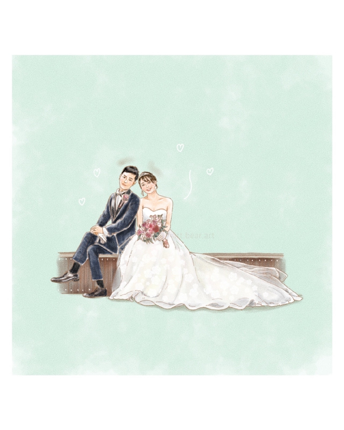 インスタの結婚報告する文章に載せるnatsumiの似顔絵