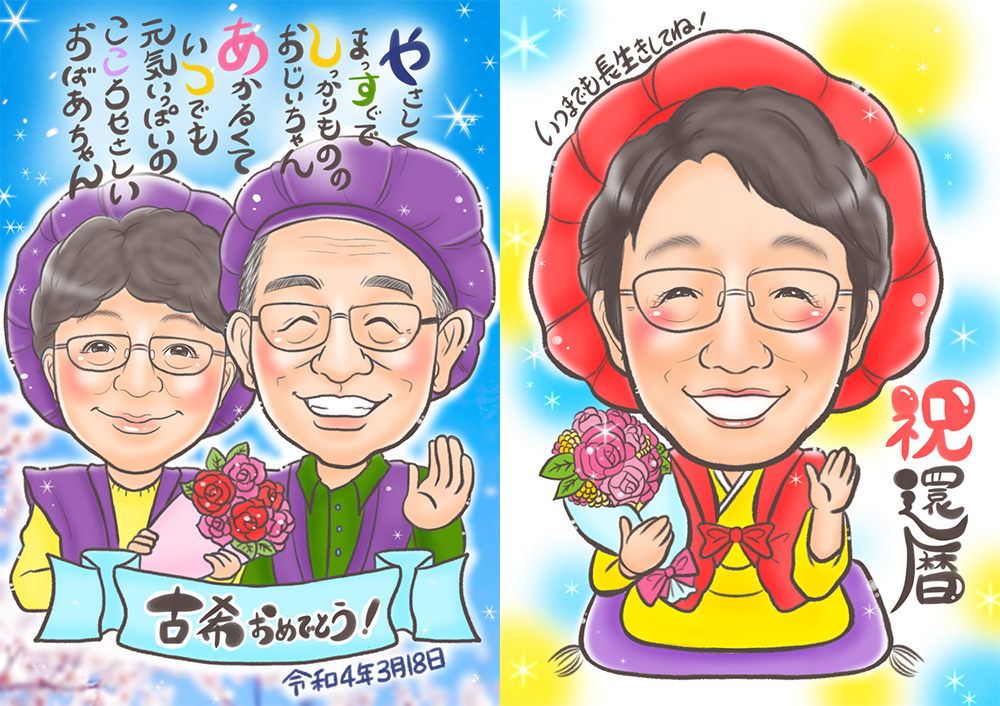 結婚式でご両親贈呈用の似顔絵をネットで作成依頼してプレゼント